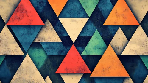 Overlapping colored triangles form a structured geometric grid