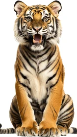 Expressive young tiger portrait with vivid striped coat.