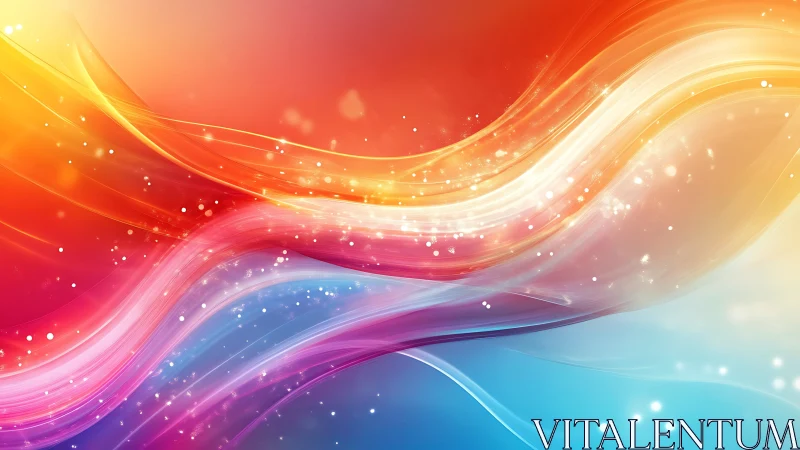 Vibrant multicolor light waves flow across radiant gradient