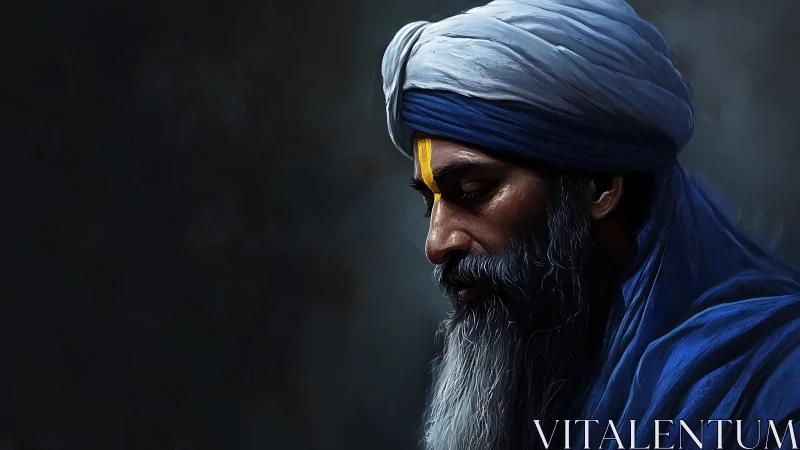 Quiet blue-robed elder in candlelit, contemplative silence.