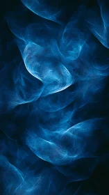 Luminescent cyan waveforms drift across a deep void field