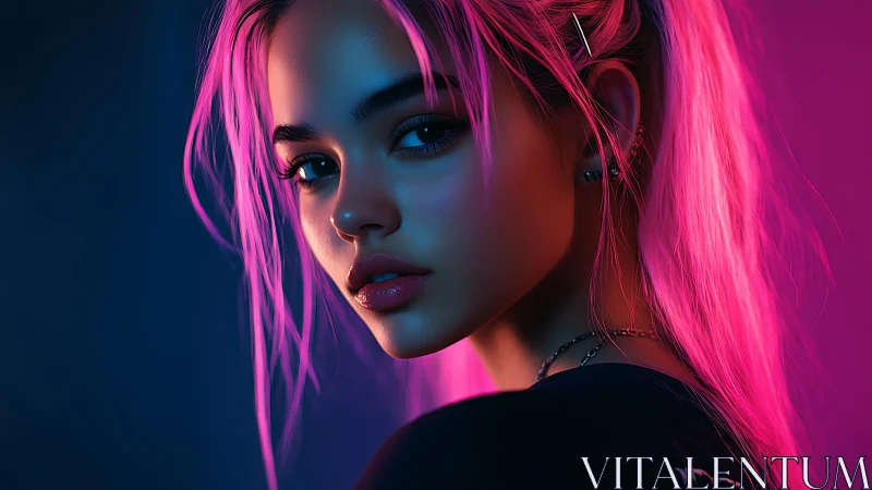 Neon pink portrait in dual-tone cinematic rim lighting.