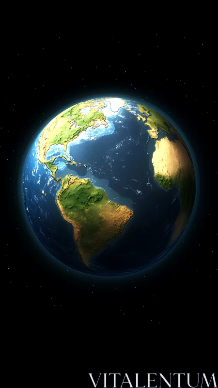 Earth viewed from space with Americas and Africa visible.