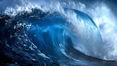 Breaking ocean wave with detailed water motion captured.