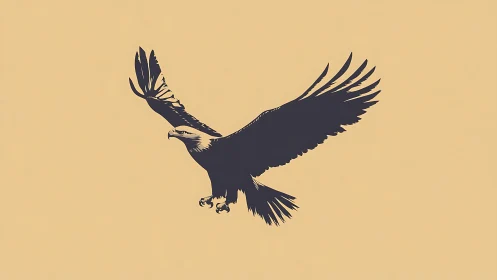 Majestic Eagle Silhouette in Flight Minimalist Vector Art.