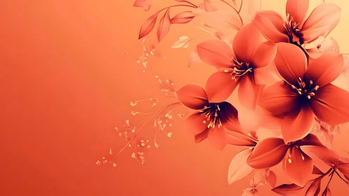 Coral blooms dance through amber twilight gradients.