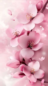 Delicate Cherry Blossoms in Soft Pink Gradient.