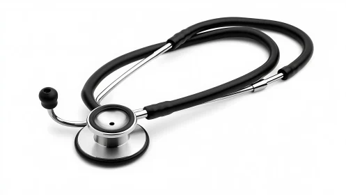 Clinical acoustic stethoscope with black tubing on white