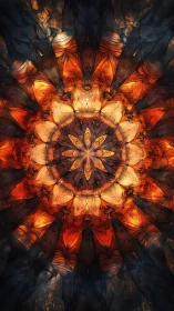 Luminous Ember Mandala of Wings and Petals in Bloom.