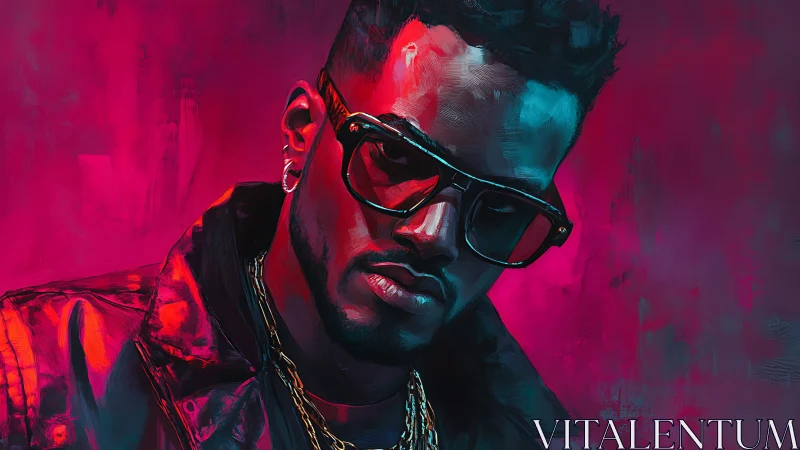 Chromatic neon portrait with high-contrast cinematic lighting.