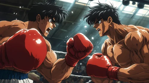 Boxing rivals face off in intense stadium match with determination