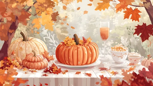 Autumn pumpkin tablescape captures cozy seasonal charm.