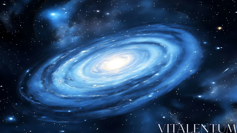 Spiral galaxy glows with bright central core in deep space