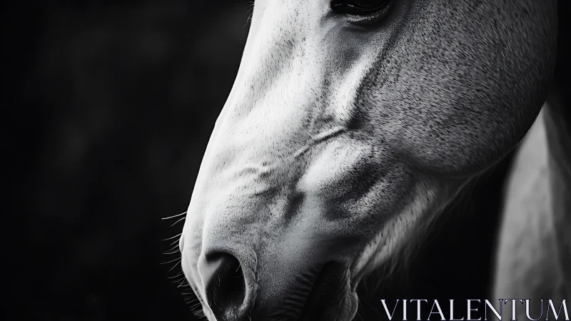 Graceful horse profile in dramatic monochrome detail.