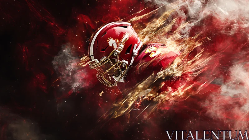 Explosive digital rendering of an American football player in motion