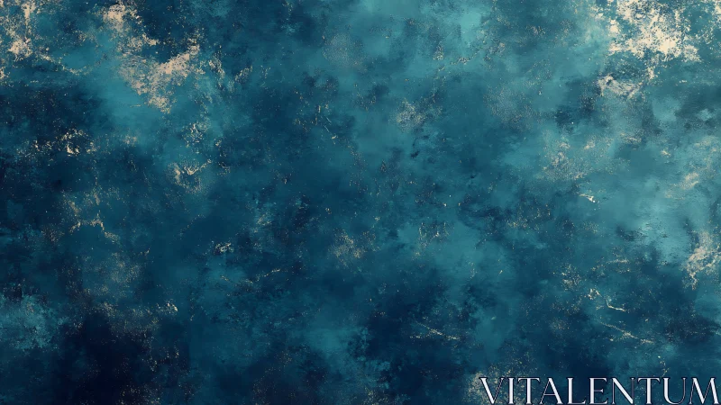 Turbulent cyan pigment field with textured atmospheric diffusion.