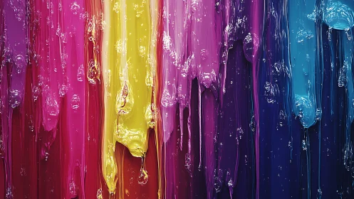 Lush liquid rainbow drips in joyful glossy color streams.