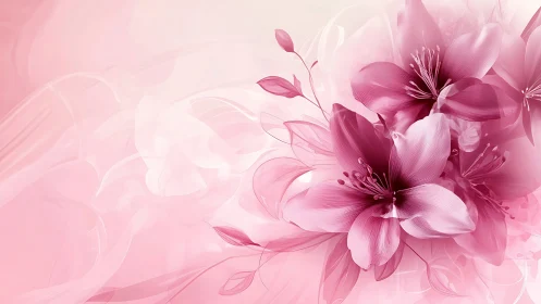 Pink Floral Bloom with Ethereal Petals and Buds