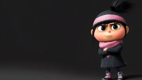 Stylized 3D child character portrait with defiant posture
