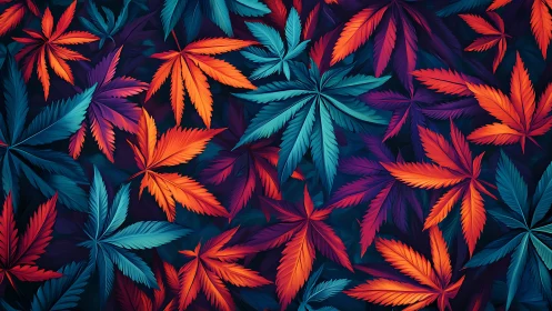 Neon forest leaves trade whispers in a midnight color storm