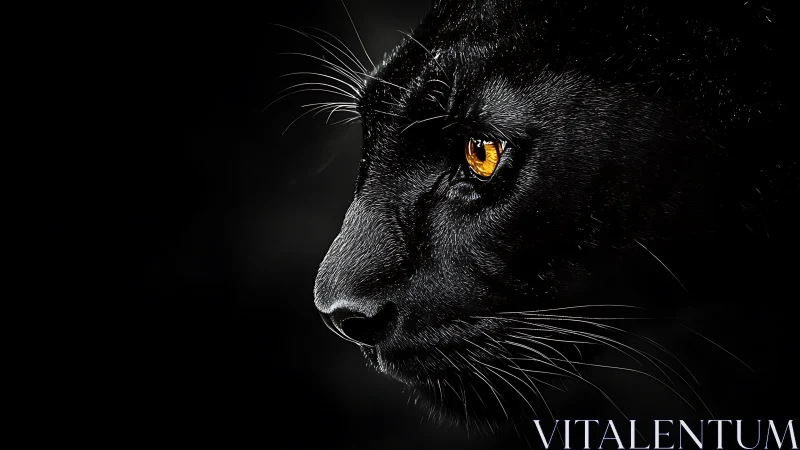 Black Cat with Golden Eyes Emerges from Darkness