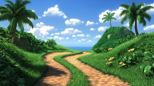 Tropical Island Pathway to Ocean Beach