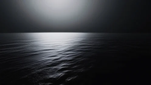 Gentle moonlit horizon over a calm, quietly rippling sea.