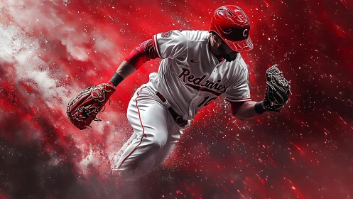 Explosive baseball moment captures a determined player in motion