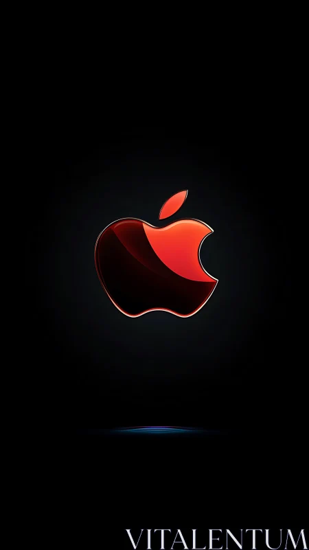 Glossy red emblem on minimalist black gradient field.