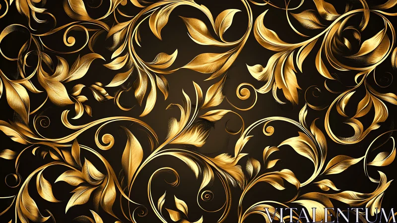 Gold floral scrollwork pattern on dark gradient background.