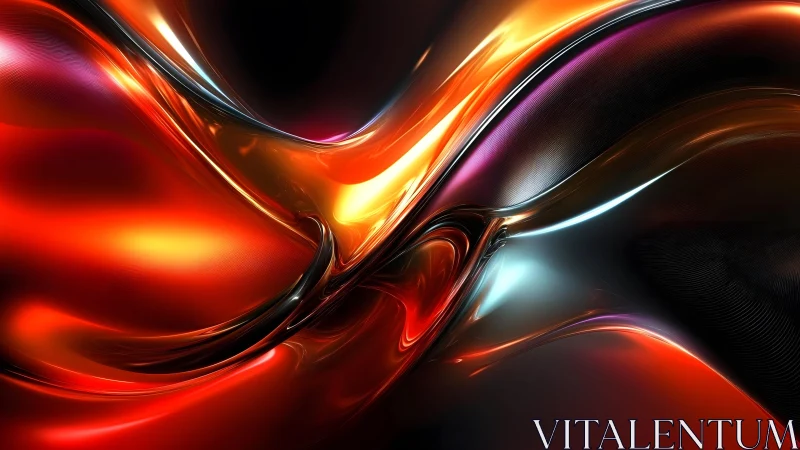 Vivid Abstract Liquid Waves in Red and Orange Digital Art Style.