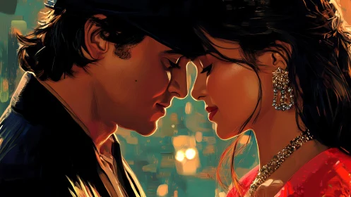 Neon Intimacy: Digital Portrait Study in Chromatic Contrast.