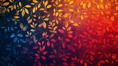 Gradient botanical foliage pattern with textured digital field.