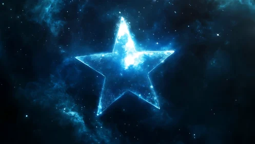 Luminous nebula star silhouette with glowing blue plasma edges