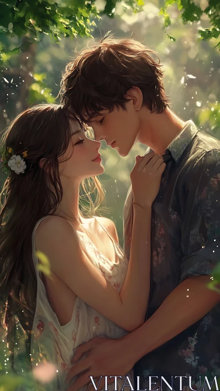 Whispered Promises Beneath Emerald Canopy.