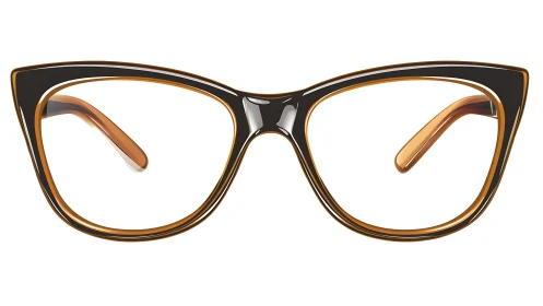 Glossy black and amber acetate cat eye optical eyeglass frame