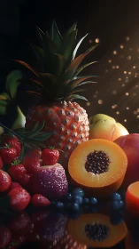 Volumetric backlit fruit still life with high-gloss subsurface scattering