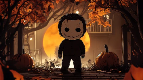 Playful Halloween night with a spooky yet adorable visitor.