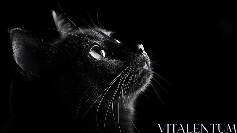 Black Cat Portrait: Luminous Eyes Against Darkness.