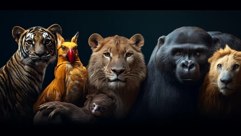 Apex Predators and Primates: Magnificent Wildlife Specimen Assemblage.