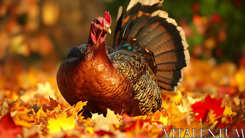 Resplendent Tom Turkey Struts Through Autumn's Gilded Splendor
