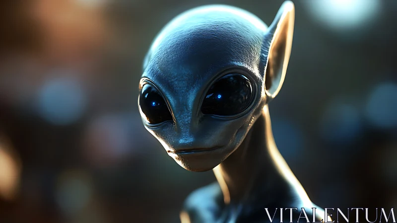 Bioluminescent alien portrait in cinematic shallow focus render.