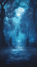 Moonlit path through a whispering midnight forest.