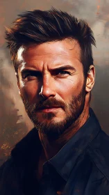 Male portrait in semi-realistic digital painted style.