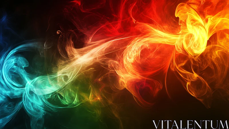 Dancing ribbons of colorful light swirl in vivid harmony.