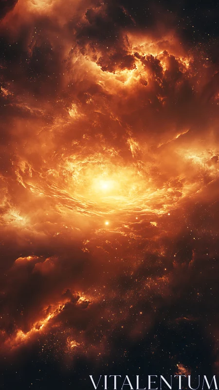 Solar storm womb swirling in a burning newborn galaxy.