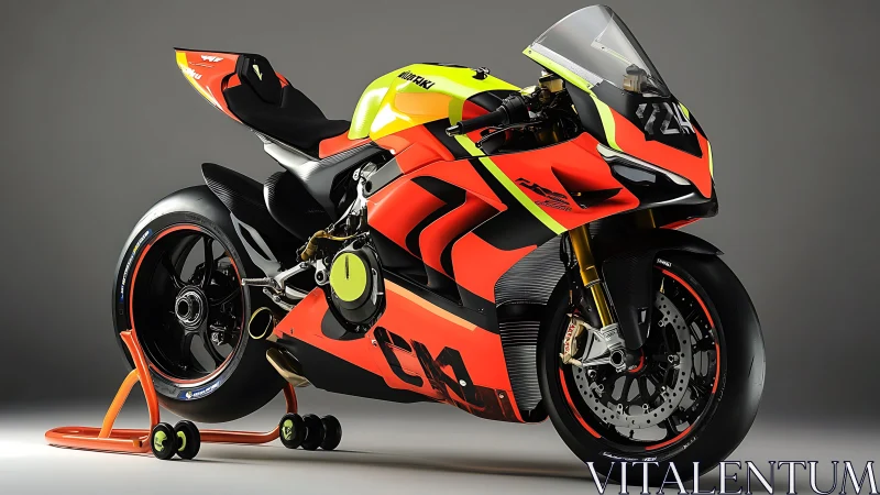Racing superbike showcases neon track livery and aero bodywork.