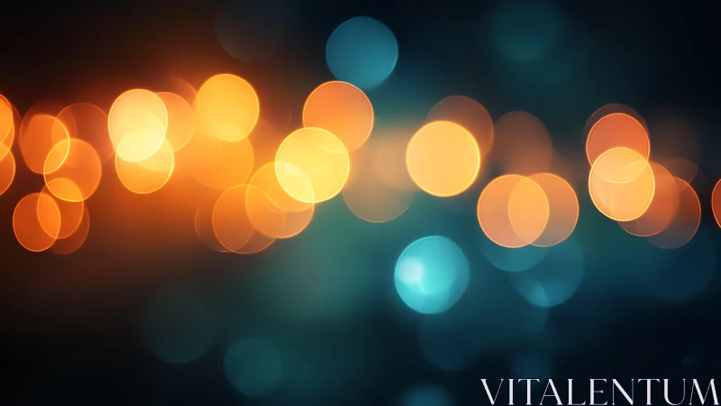 Warm Orange and Blue Bokeh Lights Abstract Background.