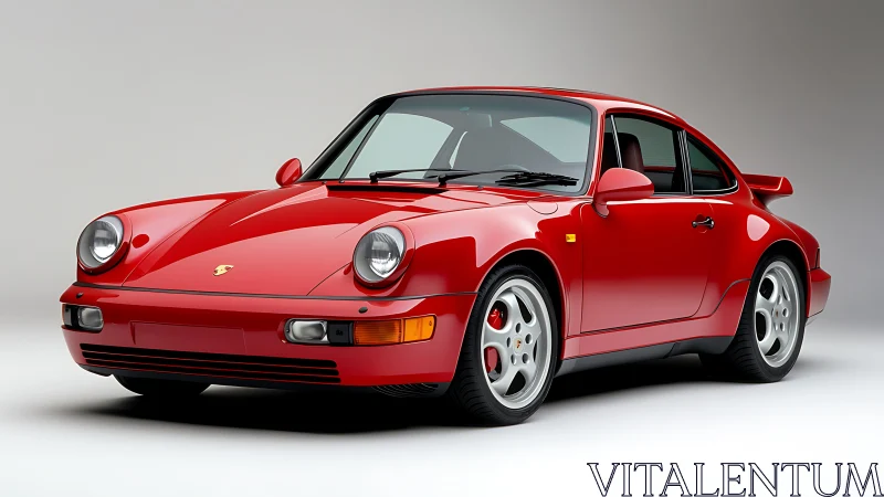 Red sports coupe in controlled studio lighting profile study.