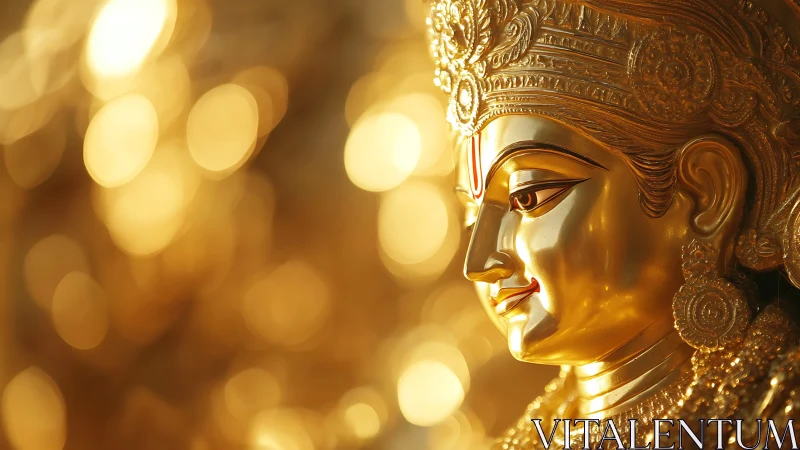 Golden goddess profile bathed in luminous sacred bokeh glow.